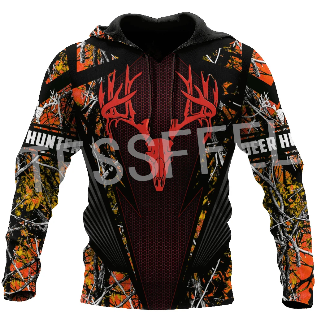 Custom Name Deer Hunting Animal Bow Hunter Camo Cosplay Tattoo Retro Tracksuit 3DPrint Harajuku Casual Pullover Jacket Hoodies U