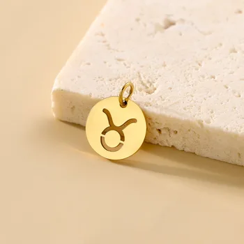 Stainless Steel Disc Components 12 Zodiac Charms for Handmade Jewelry Making Designer Gold Plated Charms for Bracelet 4
