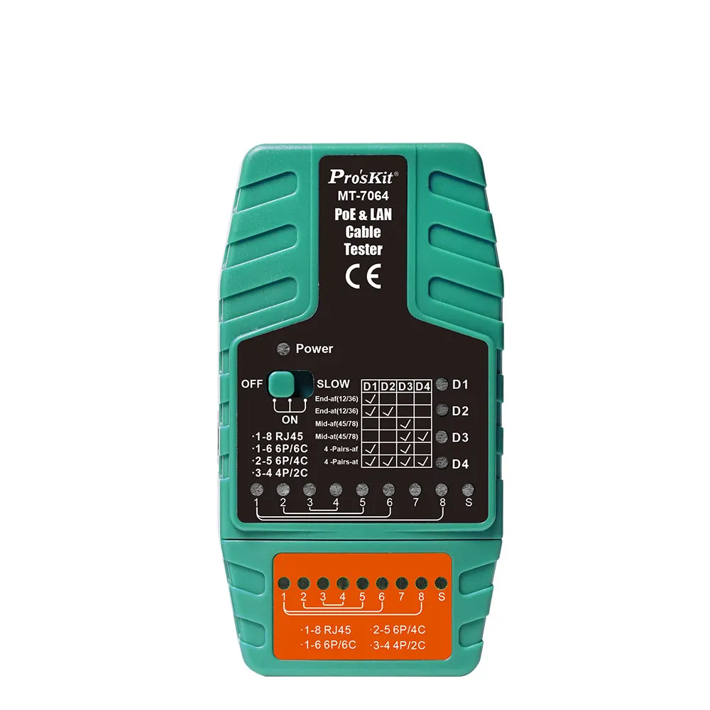 

Pro'sKit MT-7063/MT-7064/MT-7071N/MT-7076 PoE & LAN Cable Tester PoE Tester-IEEE 802.3 af/at standard Cable Tester