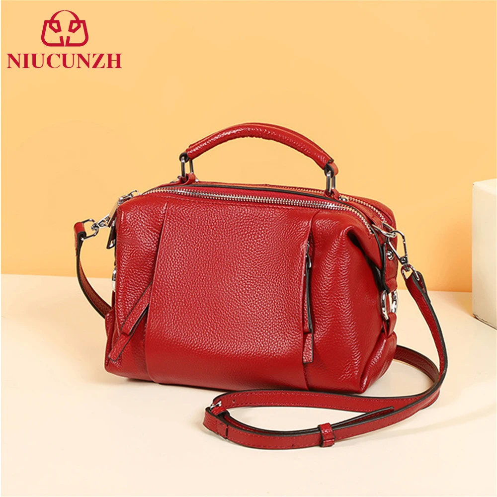 

NIUCUNZH Trend Genuine Leather Women's Boston Tote Bag Luxury Design Handbag Lady Shoulder Crossbody Bag For Women Free Shipping