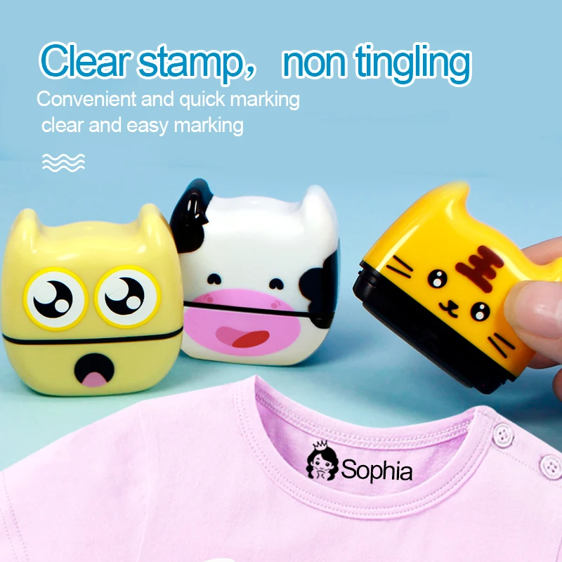 Baby Name Stamp Children Teacher Cartoon Kindergarten All Language Name Student Clothes Non-fading Small Animal Inking