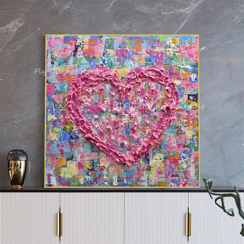 

Новый дизайн 2022, плотная тяжелая картина с розовым сердцем, Современная Текстура, лучшая ручная роспись маслом для офиса, гостиной, Декор