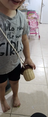 Acorn-Shaped Rattan Storage Basket - Handwoven Beach Shoulder Bag