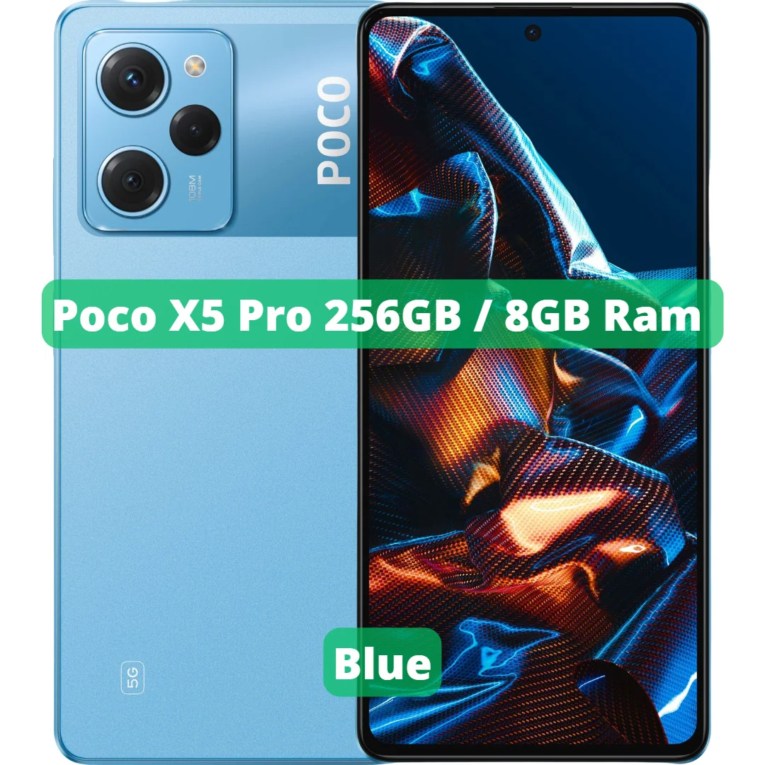Xiaomi-poco x5 proスマートフォンブルー,グローバルロム,108MPカメラ