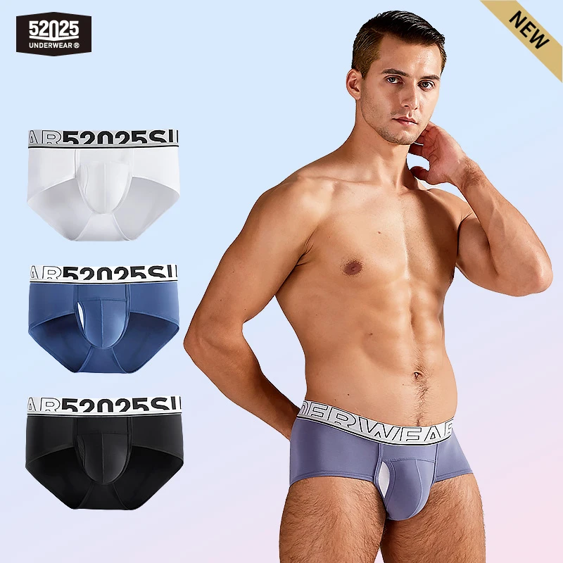 52025 Men Underwear Separation Pouch Briefs Quick-drying Silk Mesh Pouch Underpants Men Slips Patented Briefs Men Sexy Underwear