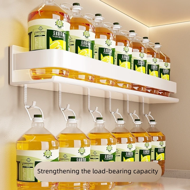 30-50CM Aluminum Wall-Mounted Spices Rack Multifunctional Item Shelf Kitchen Tools Hooks Kitchen Condiment Storage Rack