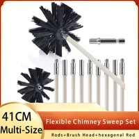 1-37 Pcs Flexible Chimney Sweep Set 12-50 Feet for Flue Sweeping Brush & Rod Kit Soot Cleaning Rods Nylon Brush Cleaning Tool 1