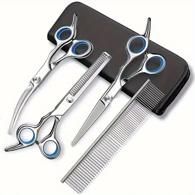 Dog Grooming Scissors Kit Premium Safety Round Tip Stainless Steel Shears For Dogs & Cats