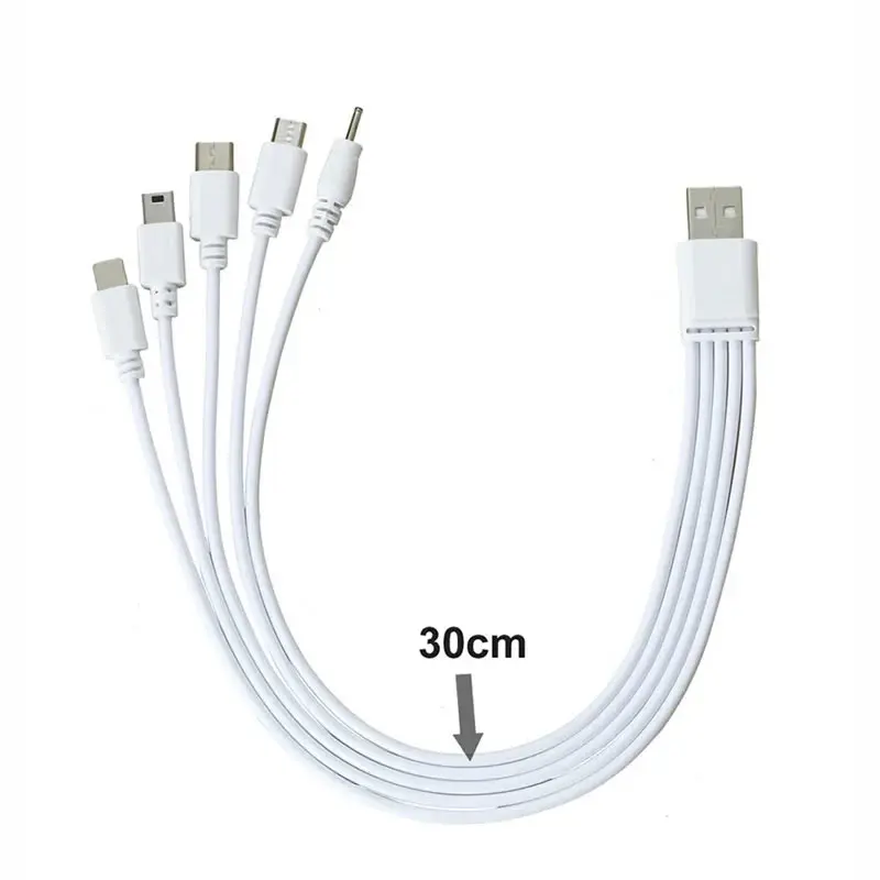 짧은 USB-다중 충전 케이블 5 in 1 유형 C/마이크로 USB/미니 USB 코드(전화용 Blutooth 이어폰 스피커 MP3 플레이어 등)