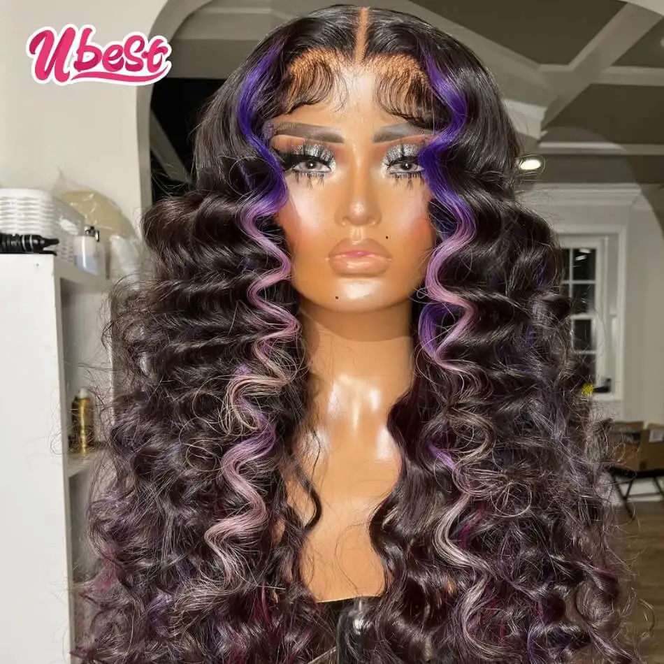 Purple Hd 13x6 Lace Front Wig Human Hair Transparent Lace Frontal Wig