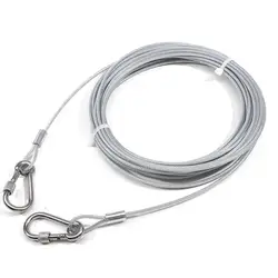 Heavy - Duty Reflective Dog Tie - Out Cable with Swivel Snap Hooks - 250 lbs Capacity - 15M 49.2FT (Silver)