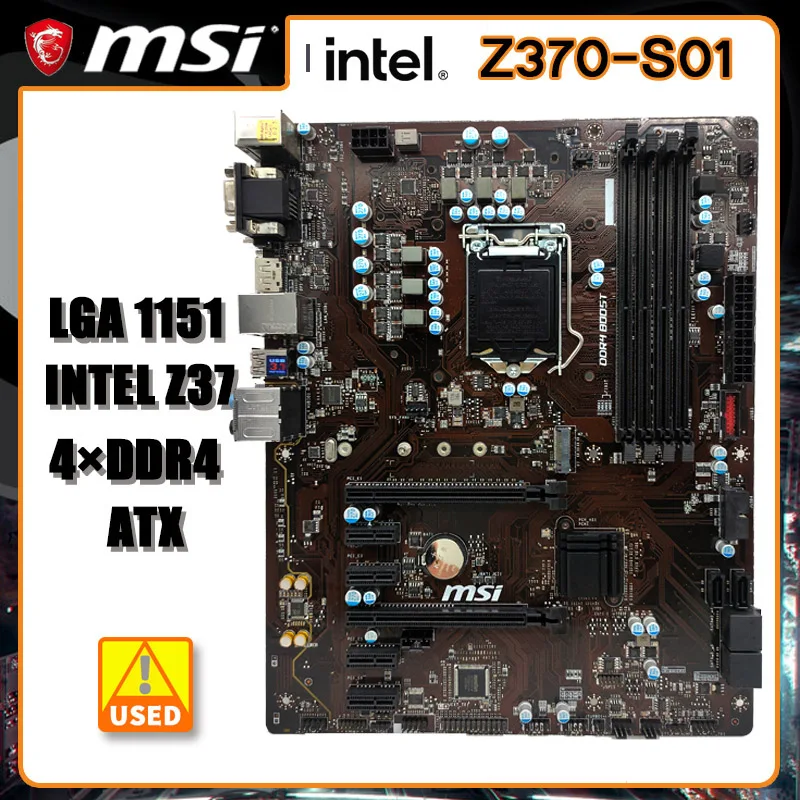 MSI Z370 S01 마더보드, 1151 Z370 마더보드, 1151 DDR4 64GB, USB 3.1 SATA III DVI
