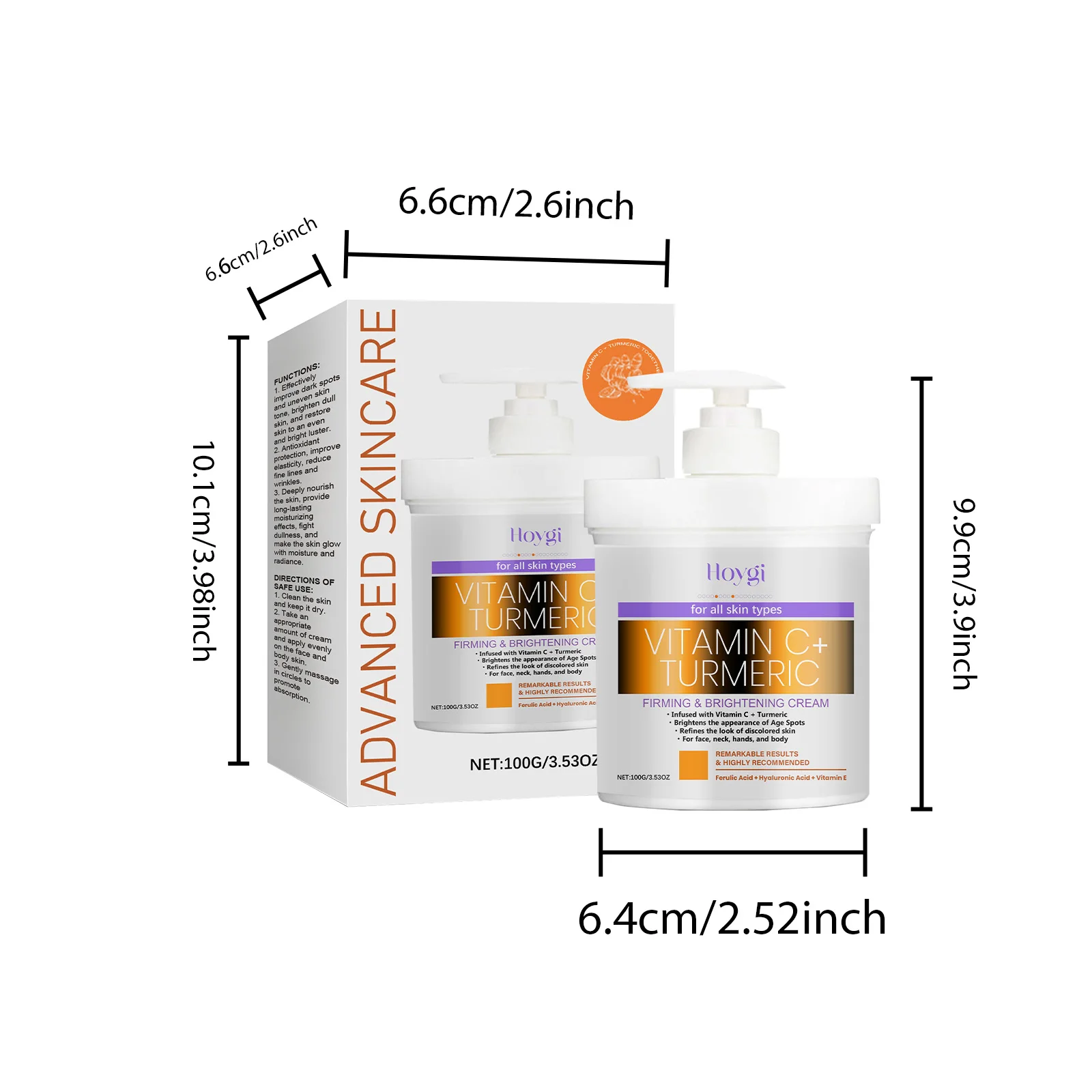 Hoygi Turmeric Body Skin Lotion Moisturizing Improve Skin Elasiticty Reduce Roughness Wrinkle Removal Glowing Skin Lotion