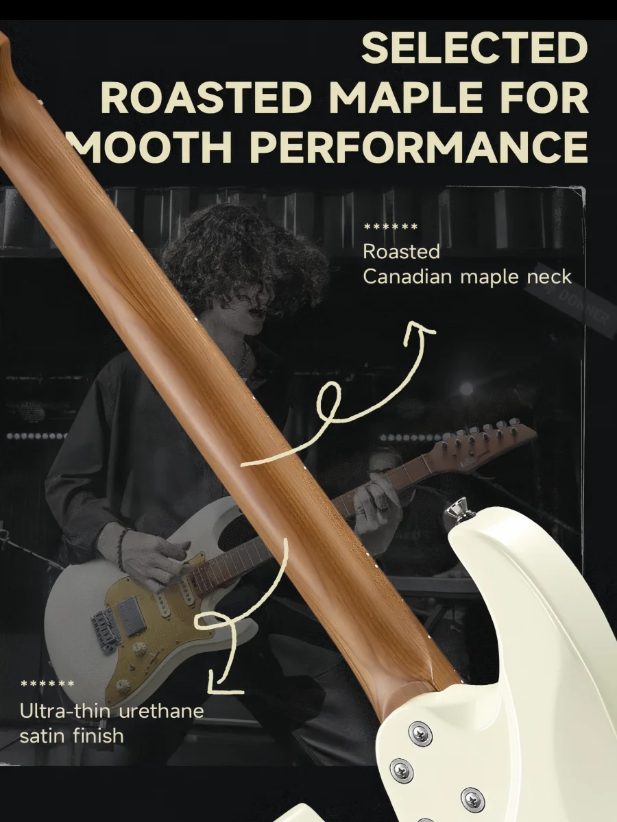 Donner 39 Inch Electric Guitar, DST-550 Solid Double-cut Poplar Body Electric Guitar for Intermediate & Pro Players, 7 Tone-swit