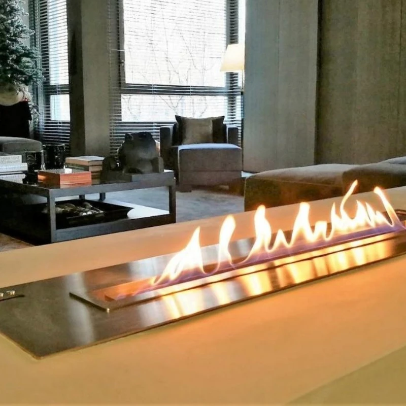 Tuya Bio Kamin สมาร์ทเอทานอล Burner ไฟฟ้าสี่เหลี่ยมผืนผ้าสแตนเลสเอธานอลเตาผิง WiFi ในร่ม 1