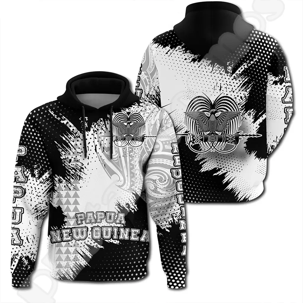 Newfashion Islands Country Flag Papua Nuova Guinea Culture Tribal Tattoo Retro 3Dprint Pullover Harajuku Casual Felpe Con Cappuccio Giacca Ma7