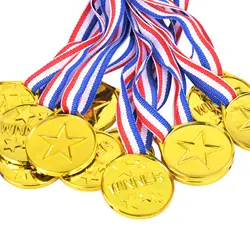 12 Pieces Plastic Winner Medals Award Medals Medals with Neck Ribbons for Kids Sports Party Competition Party