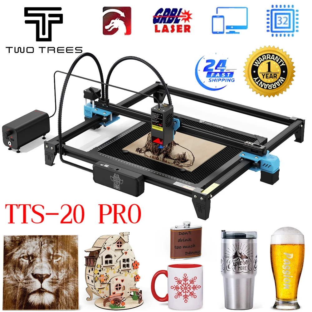 Twotrees New 2023 Macchina Per Incisione Laser Cnc 130W Tts-20 Pro App Controllo Wifi Incisore Laser In Metallo Macchina Da Taglio Per Pelle Di Legno