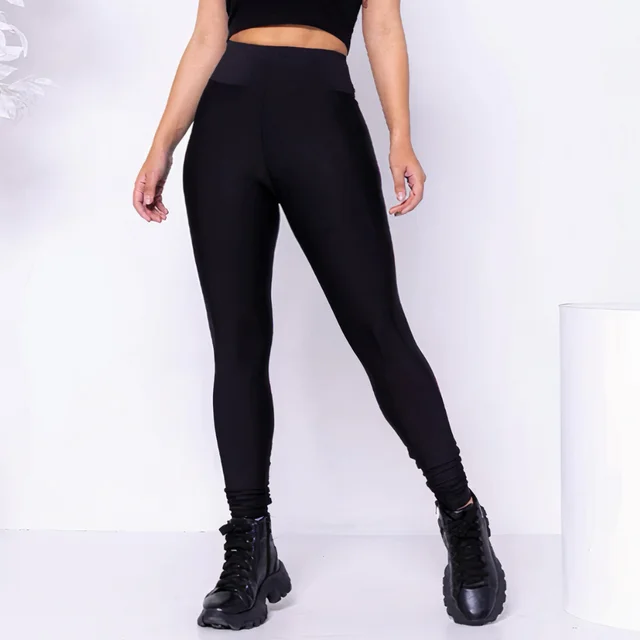 Calça Legging Suplex Feminina Lisa Cintura Alta para mulheres, leggings curvas, roupas de ginástica, roupas de treino, esporte f