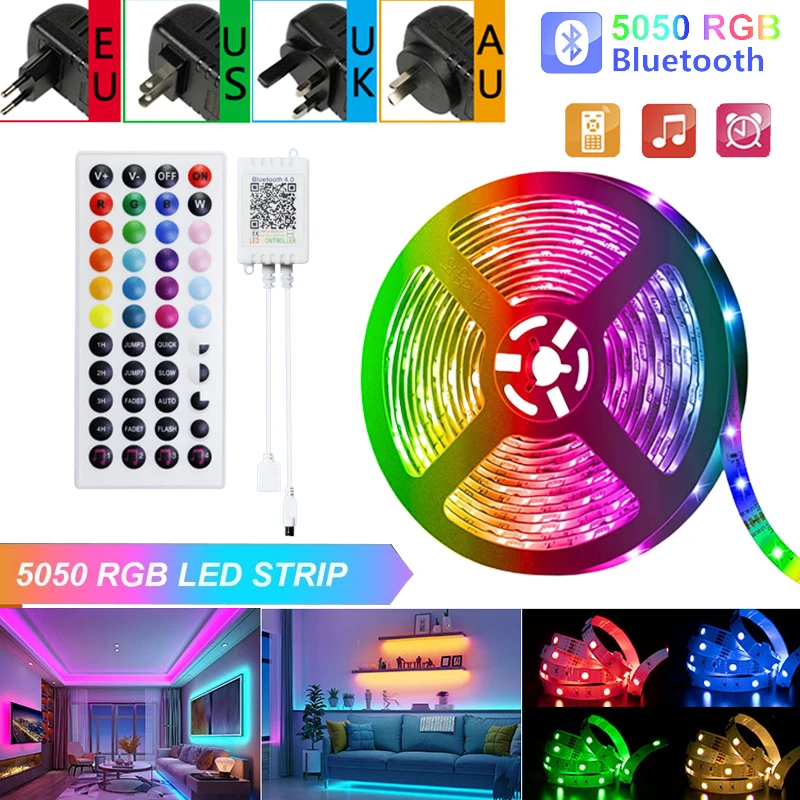 LED Light Strips Bluetooth Music SMD5050 Wall Light 12V Tape for Bedroom Decoration Ribbon TV Desktop Screen BackLight Diodes bluetooth led strips smd5050 phone control neon ice lighting music sync lamp for bedroom decoration tv backlight dc5v room decor