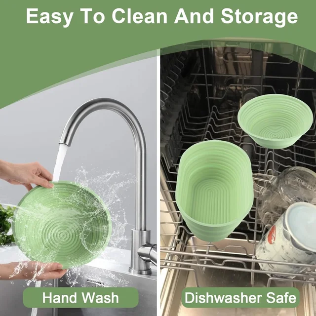 Silicone Bread Basket Baking Dessert Oval Dough Bread Proofing Baskets Collapsible Storage Fermentation Sourdough Basket Kitchen 4