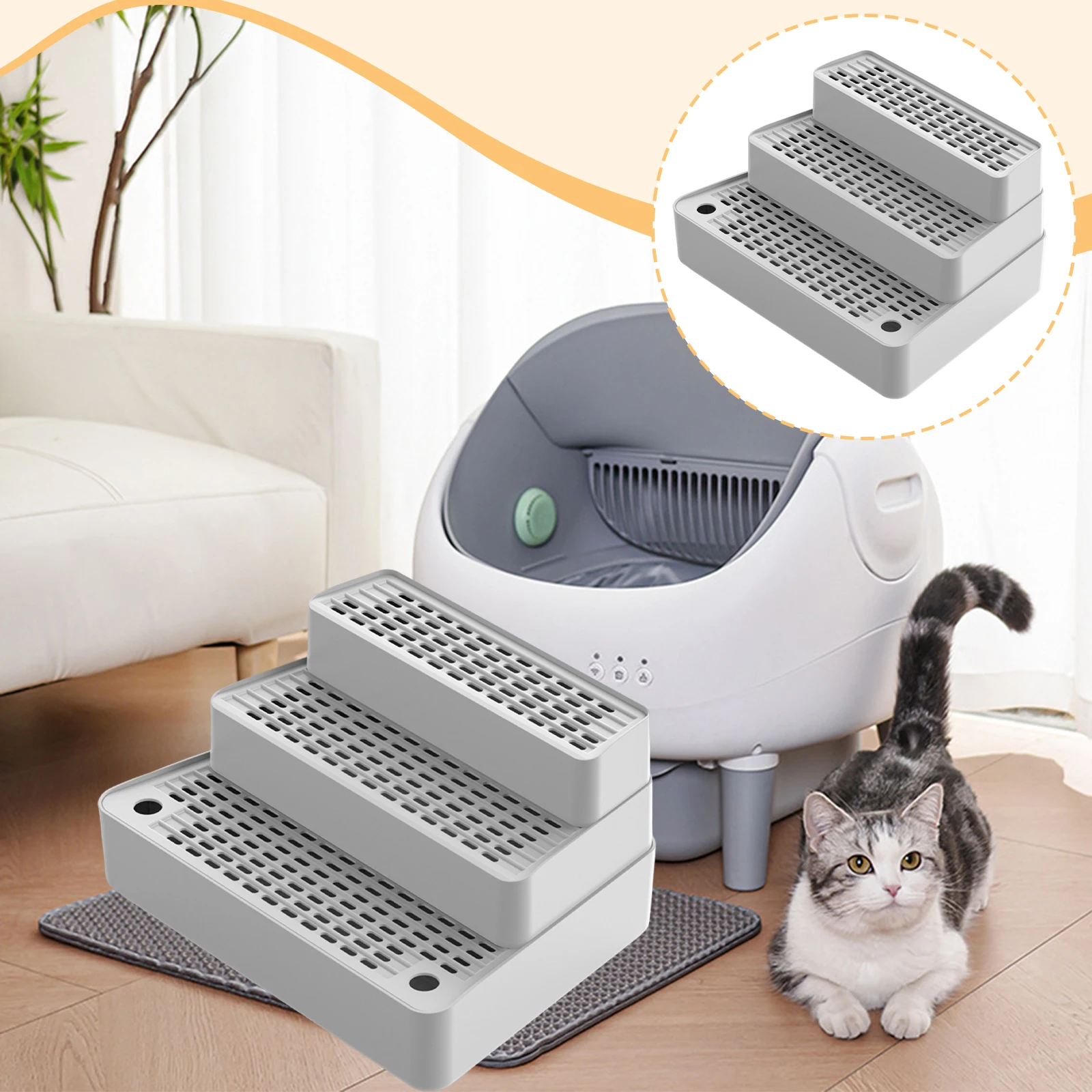 3Steps Cat Litter Box Ramp Automatic Cat Toilet Feet Filter Non Slip Washable Footboard Leakproof Cat Accessories for Indoor Cat 3Steps Cat Litter Box Ramp Automatic Cat Toilet Feet Filter Non Slip Washable Footboard Leakproof Cat Accessories for Indoor Cat