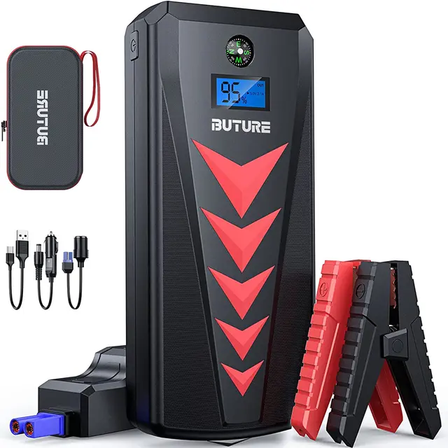 BuTure Booster Batterie, 2000A 22000mAh Portable Jump Starter, Démarrage de  Voiture (Jusqu'à 8.0L Essence 8.0L Gazole), Charge Inverse et Inversion de  polarité, Lamp LED, Écran LCD - AliExpress