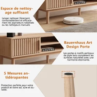 Тумба под ТВ, столик под телевизор с 2 дверцами, низкая тумба под телевизор с открытым местом для хранения вещей, длина 150 см, полка под телевизор для телевизоров до 65 дюймов, для гостиной, спальни, оригинальный цвет дерева — изображение 3