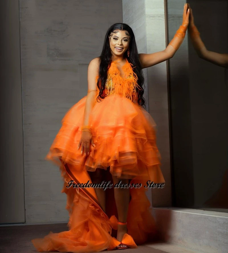 Orange Prom Dresses 2022 High Low