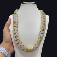 Iced Out 15mm Mens Miami Cuban Link Necklace Hip Hop CCubic Zirconia Bling Prong Cuban Chain