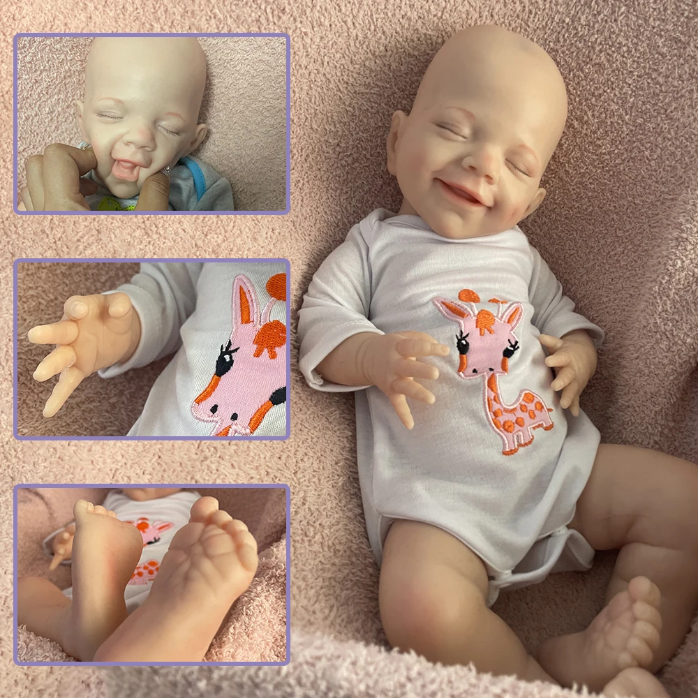 

18'' Small Girl Full Body Silicone Reborn Baby Doll Waterproof Realistic Skin Lifelike Infant 2.76kg DIY Toys for Children