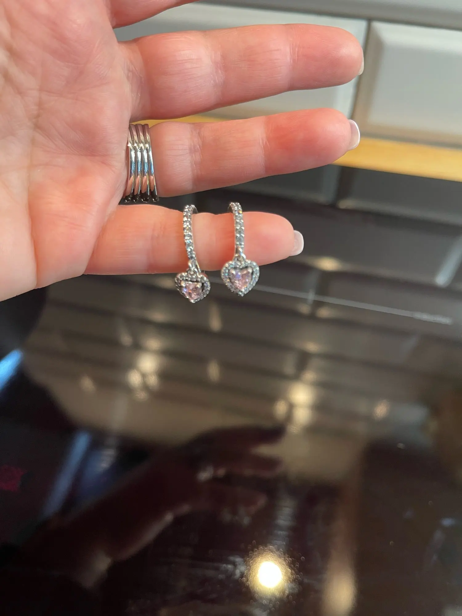 New 925 Sterling Silver Asymmetrical Heart Hoop Stud Earrings Original Sparkling SnowflakStud Earrings DIY Women Fashion Gift photo review