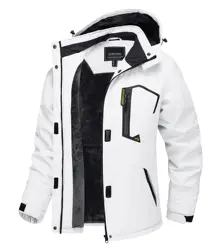 Women's Winter Waterproof Thermal Jacket - Heavy Fleece Snowboard Coat Windbreaker Parka - CN M (US S) (White)