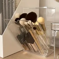 1PCS Makeup Organizer Cosmetic Brush Holder Cosmetic Display Case Cosmetic Shelf Transparent With Lid Dustproof, Waterproof 2