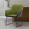 Leisure Chair Dining Chair Integrated Modern Leather Splicing Linen Comfortable Decorative Chair Metal Leg Cushioned Office 1pc 6