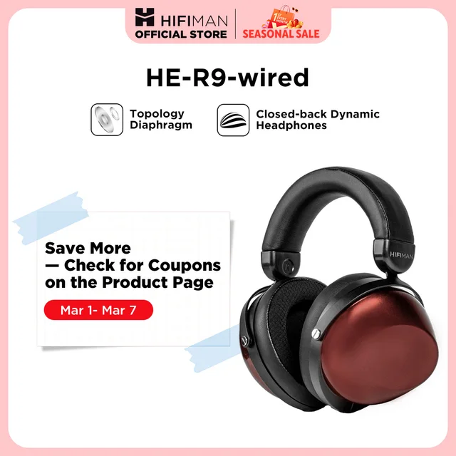 HIFIMAN HE-R9 Dynamic Closed-Back Over-Ear Headphones with Topology Diaphragm-Wired Version