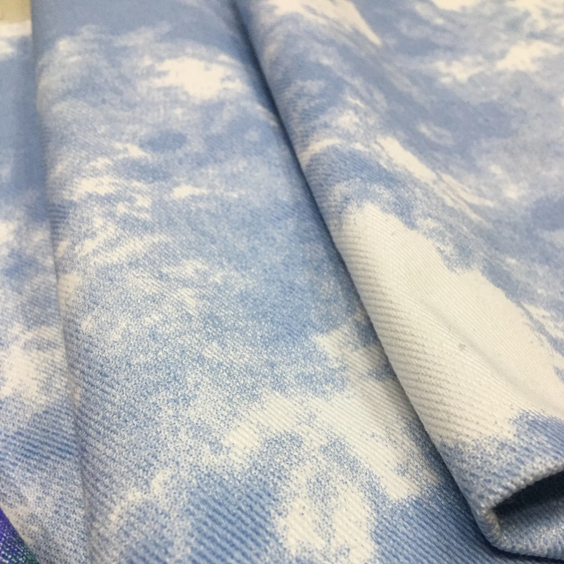 10oz Colorful Jean Jacket Material Tie-dye Washed Denim Upholstery Fabric By The Metre Skirt Coat Bags Blue Cloth