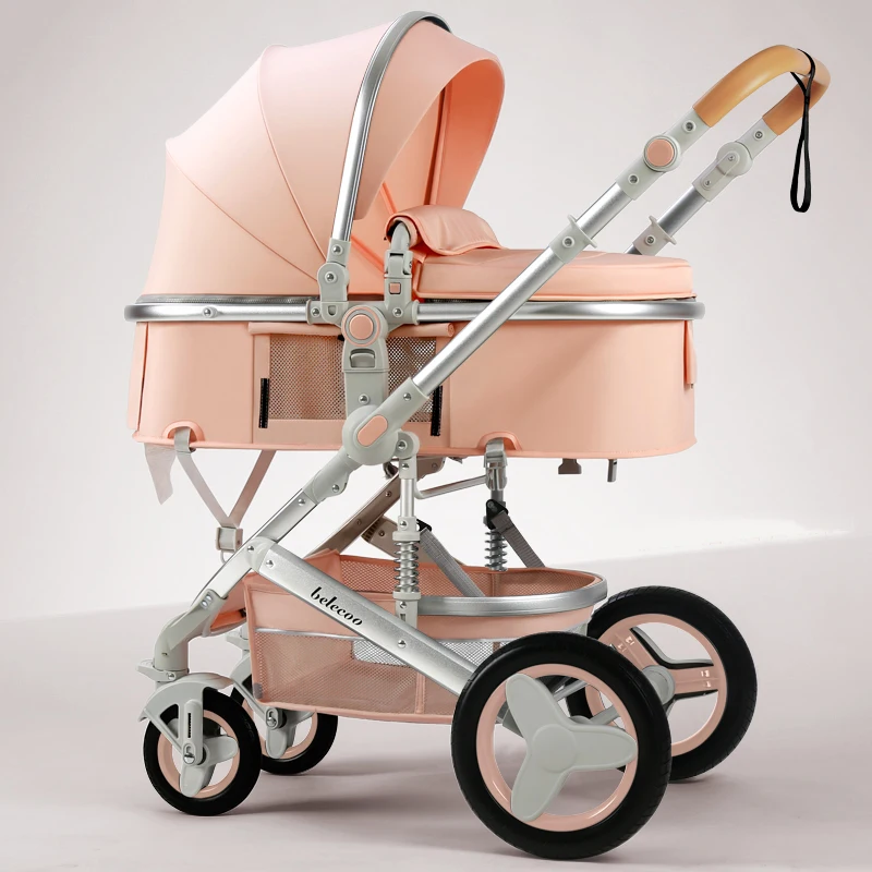 High Landscape Baby Stroller 2 in 1 Portable Baby Pram Can Sit Can Lie Newborn Pushchair