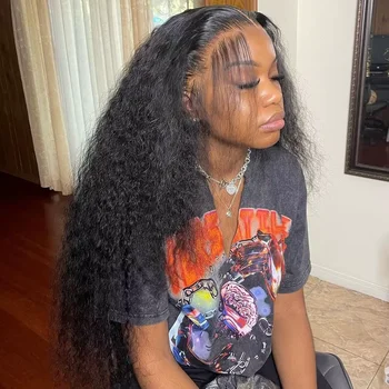Jerry Curl Frontal Wig 13x4 Hd Lace Curly Wave Wigs Brazilian Hair Natural Hairline PrePlucked 40 Inch Lace Front Human Hair Wig 1