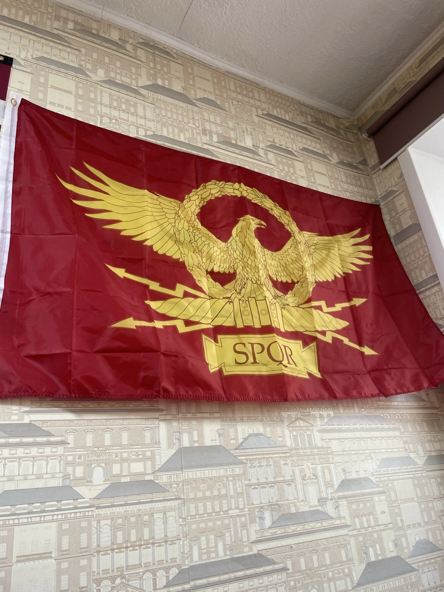SPQR Roman Empire Flag - 3x5 Feet, Red Polyester Banner For Man Cave & History Fans