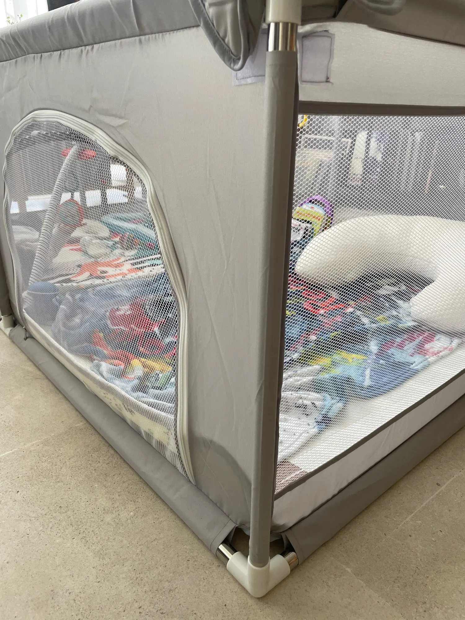 IMBABY Baby Playpen - Light Gray Play Yard with Pull Ring for Safe Play and Fun photo review