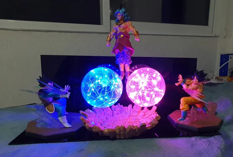 Anime Figures Dragon Ball Z Vegeta LED Set Broly Goku Toys Super Saiyan Model Action Figure Juguetes PVC Room Decor Lampara DBZ photo review