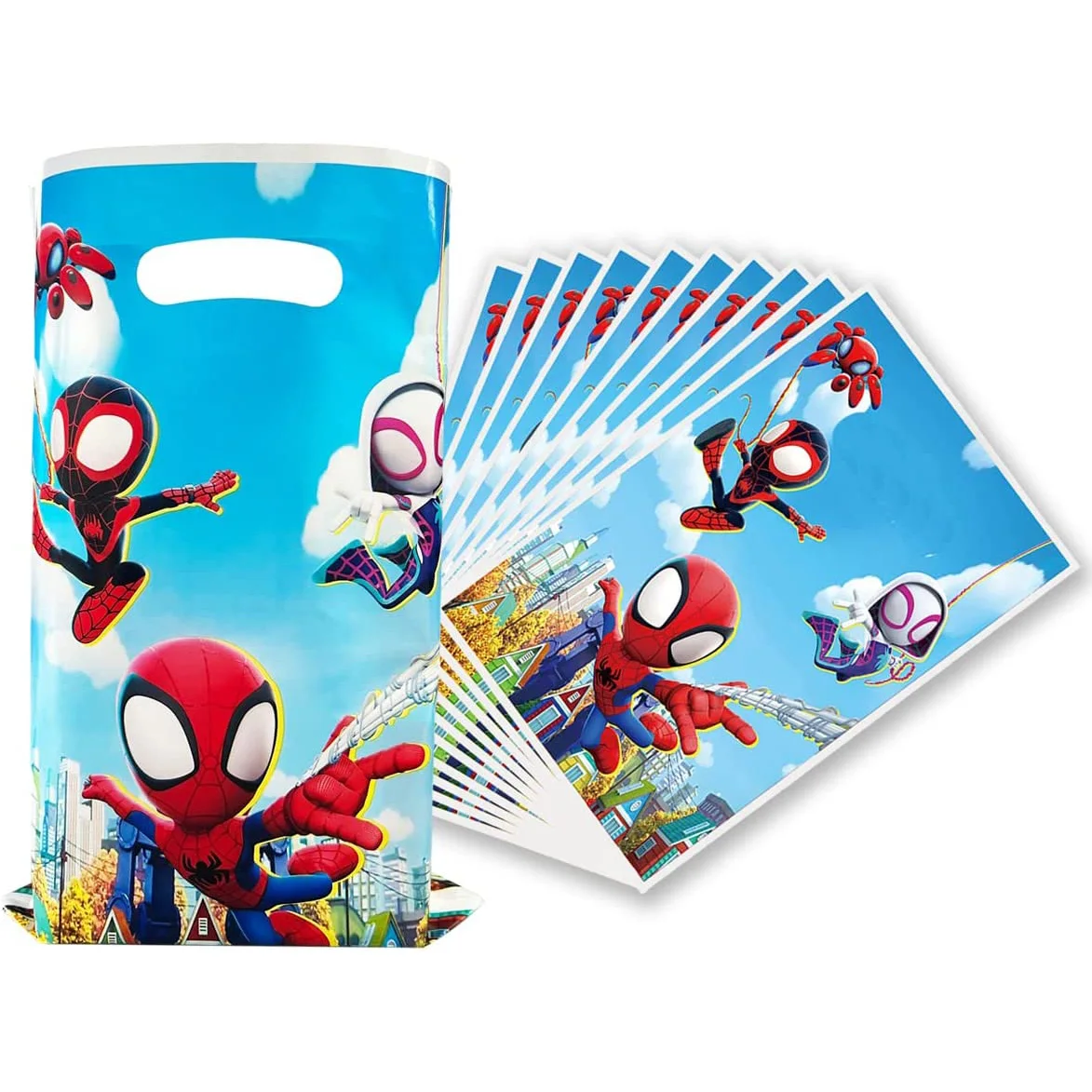 Description Picture 5 of itemSpidey And His Amazing Friends Party Favor Gift Bags Spiderman Candy Bag Handle Gift Bags Superhero Themed Birthday Party Decor