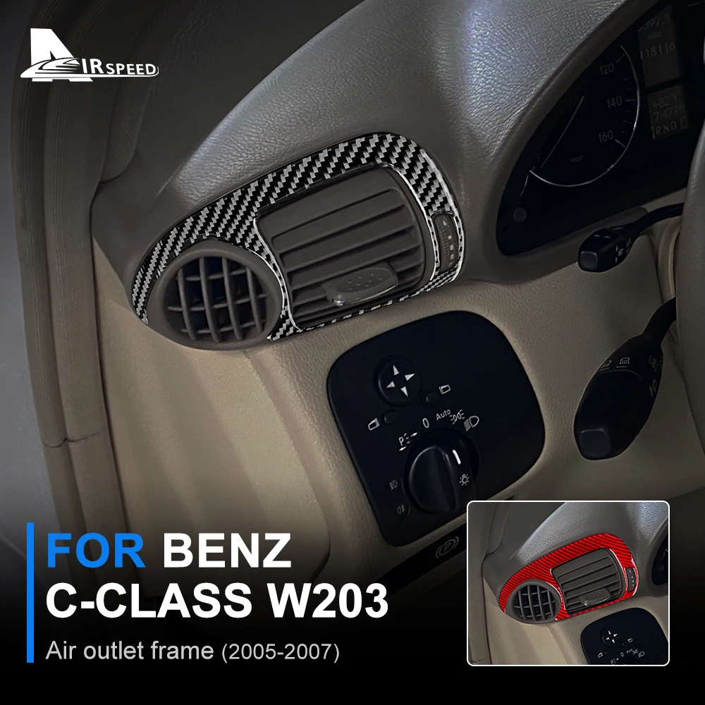 

Углеродное волокно для Mercedes Benz C Class W203 2005-2007 аксессуары для салона автомобиля панель выходного воздуха крышка отделка стикер для автомобиля