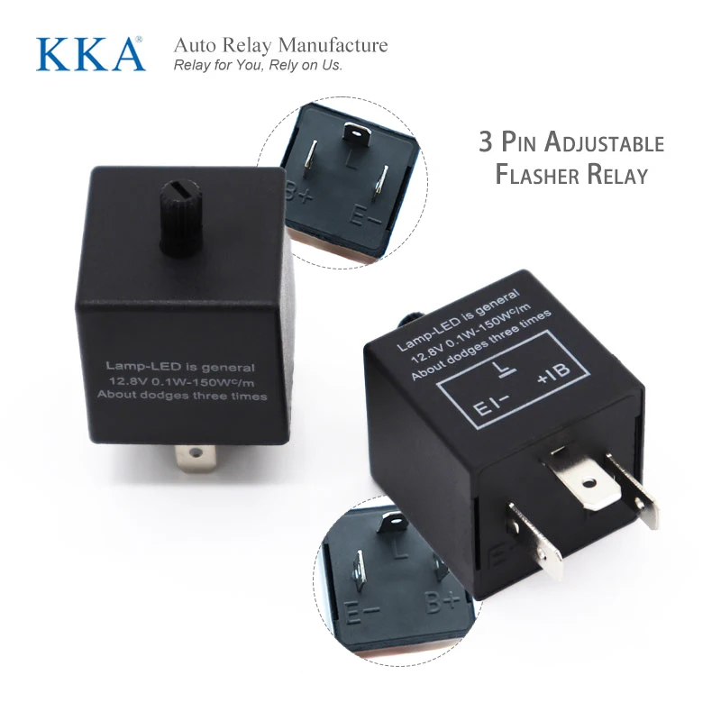 [3pcs/pack] 12V/24V 3pins Car LED Flasher Relay Electronic Adjustable LED Turn Signal Light Blinker Flasher Relay