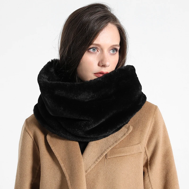 

Luxury Brand Fur Neck Warm Scarf Winter Unisex Doutdoor Hiking Thick Solid Plush Ring Scarves Kids Women Cycling Snood Collar