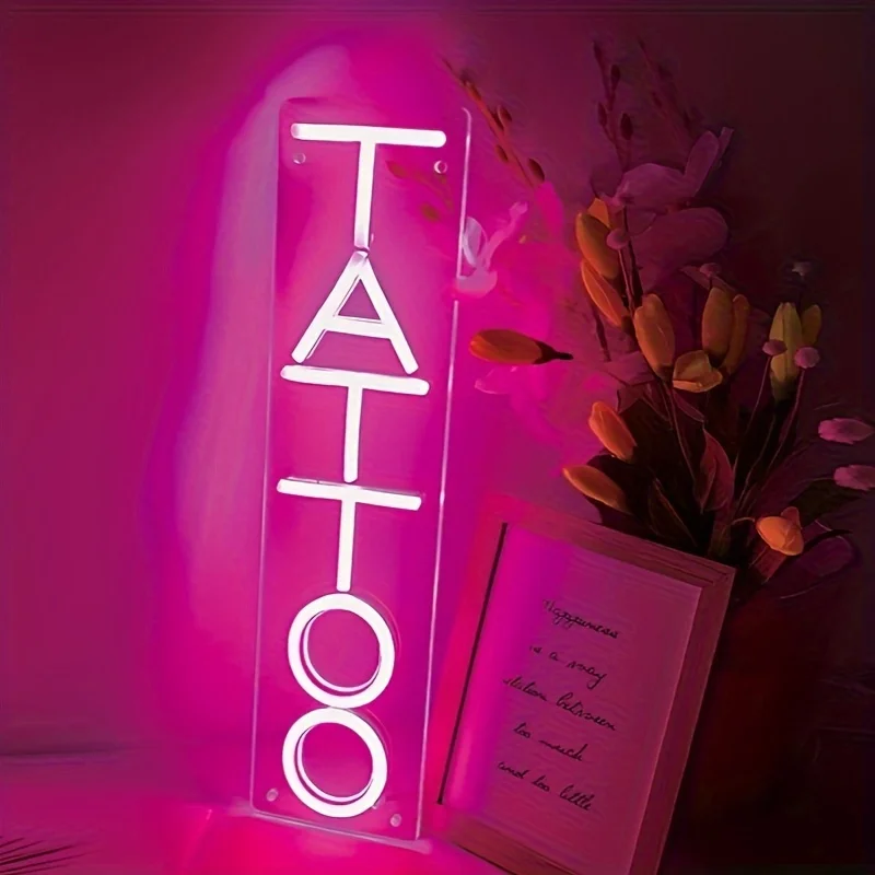 

Neon Sign Tattoo Salon Light LED Pink Fun Wall Art Decor For Business Stores Logo Window Bedroom Welcome Neon Light Sign