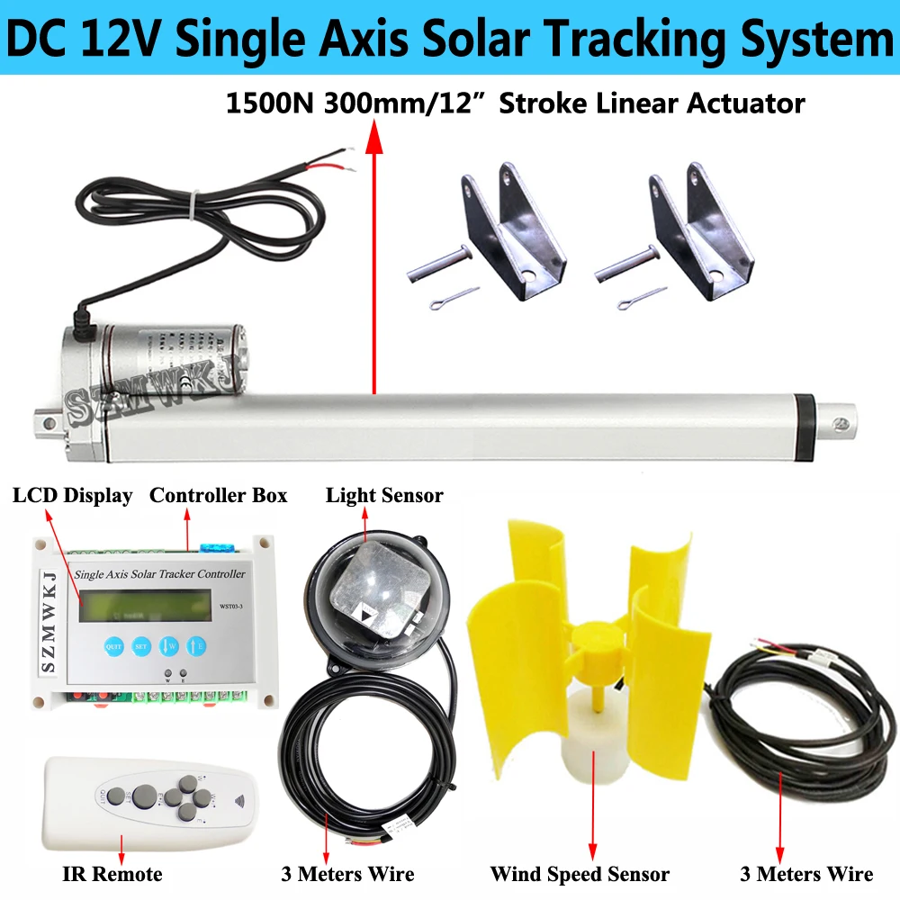 12V Solar Tracking Track Sun Tracker Kits 12'' Linear Actuator DC Motor