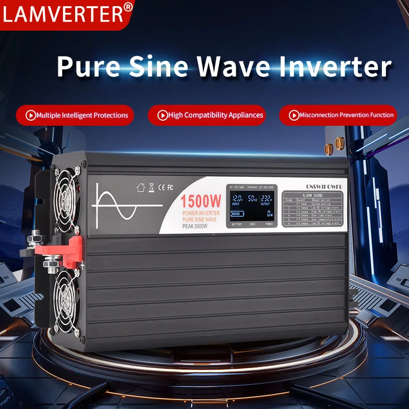 

Lamverter Pure Sine Wave Inverter 12V 220V 24V 110V 500W 600W 1000W DC To AC Portable Power Voltage Converter Car Solar Inverter