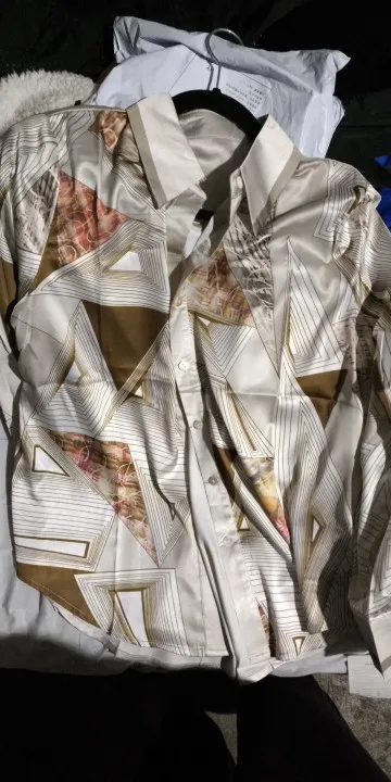 Women's Striped Polo Collar Button-Up Blouse photo review